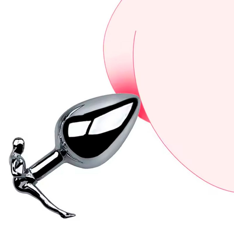 Plug Anal de Ao Com Formato de Homem na Base 9x8x4cm | Via Libido Sex Shop