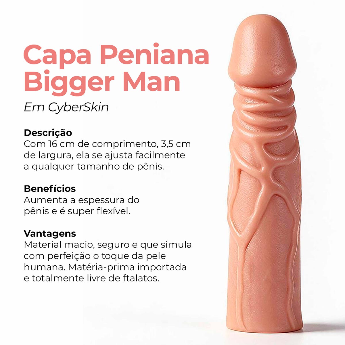 Bigger Man - Capa Peniana em CyberSkin Grande 16x3,5cm