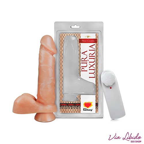 Pênis Realístico com Escroto, Vibro e Ventosa 18x3,7cm