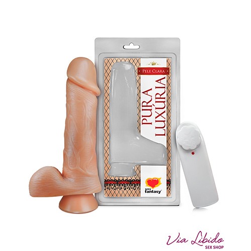 Pênis Realístico com Escroto, Vibro e Ventosa 20x4,4cm